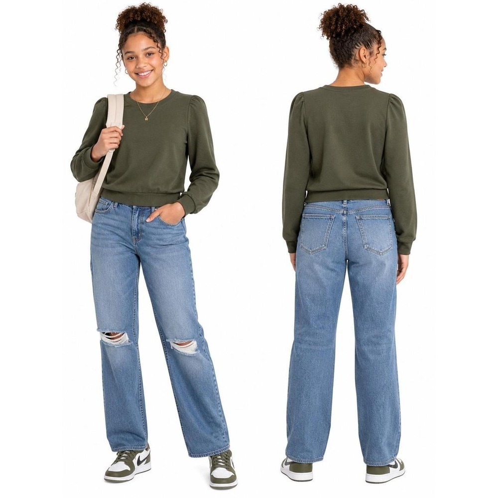 Girls' Piped Pullover Top by Habitual Olive Size 16 New With Tags